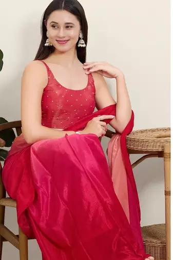 Women's tissue padded back open sleeveless saree blouse