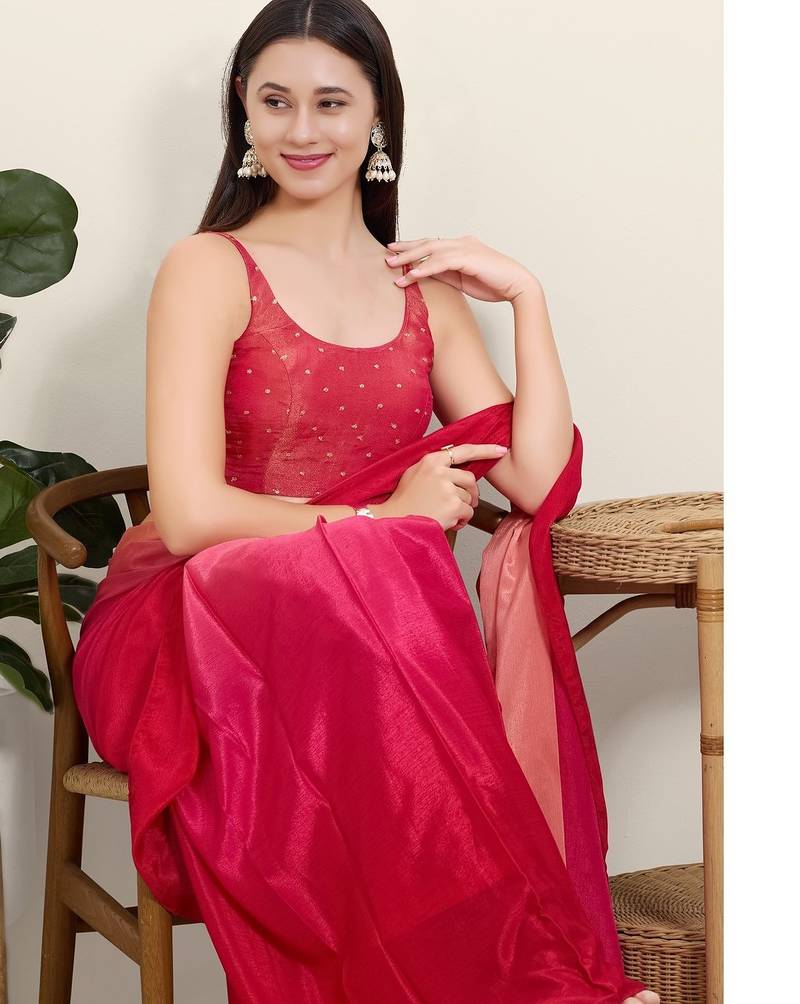 Women's tissue padded back open sleeveless saree blouse