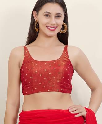 Women's tissue padded back open sleeveless saree blouse 1