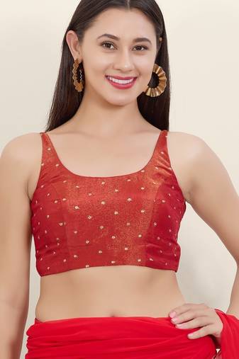 Women's tissue padded back open sleeveless saree blouse