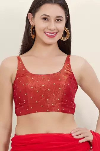 Women's tissue padded back open sleeveless saree blouse