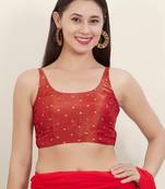 Women's tissue padded back open sleeveless saree blouse