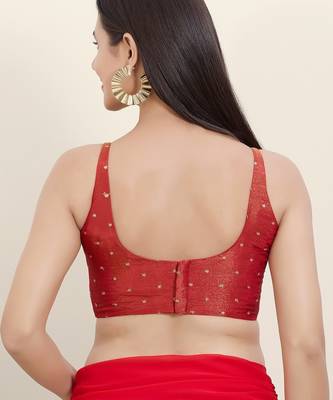 Women's tissue padded back open sleeveless saree blouse 2