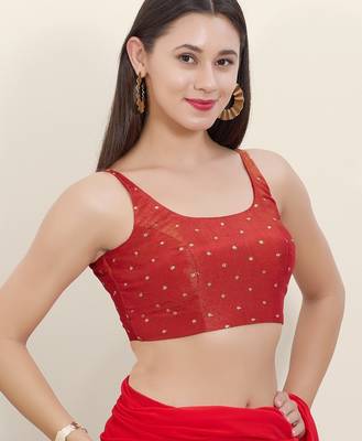 Women's tissue padded back open sleeveless saree blouse 3