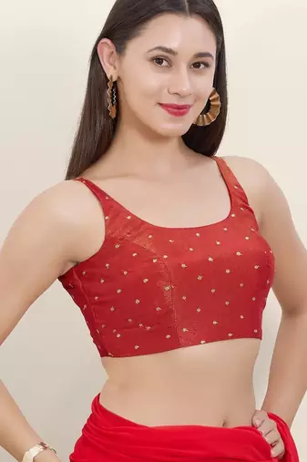 Women's tissue padded back open sleeveless saree blouse