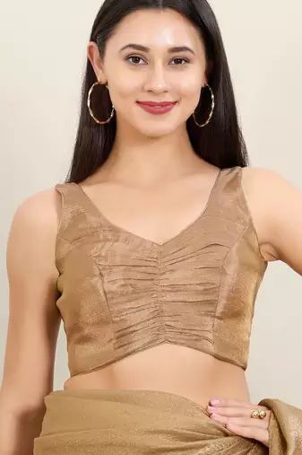 Women's tissue padded back open sleeveless saree blouse