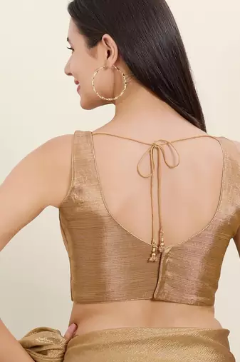 Women's tissue padded back open sleeveless saree blouse