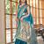 teal blue patola silk blend saree for women with zari border & blouse