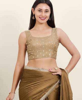 Women's tissue padded back open sleeveless saree blouse 1