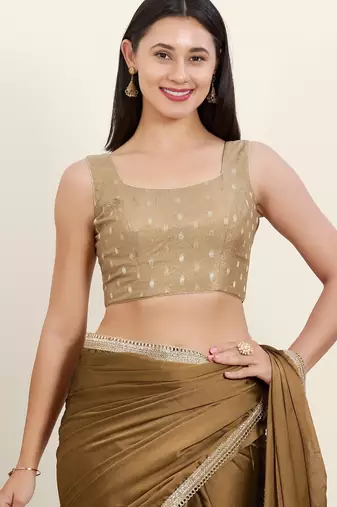 Women's tissue padded back open sleeveless saree blouse