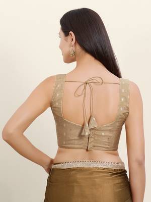 Women's tissue padded back open sleeveless saree blouse 2