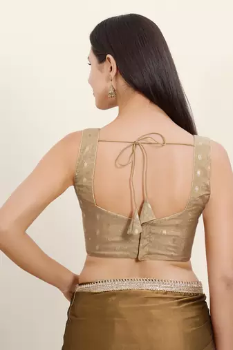 Women's tissue padded back open sleeveless saree blouse