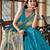 teal blue patola silk blend saree for women with zari border & blouse