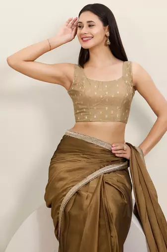 Women's tissue padded back open sleeveless saree blouse