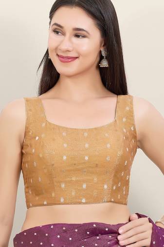 Women's tissue padded back open sleeveless saree blouse