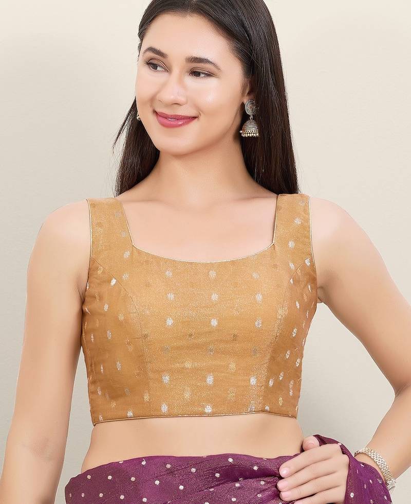 Women's tissue padded back open sleeveless saree blouse