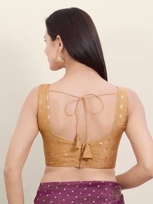Women's tissue padded back open sleeveless saree blouse 2