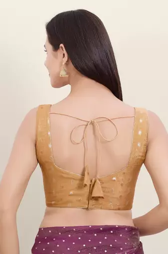 Women's tissue padded back open sleeveless saree blouse