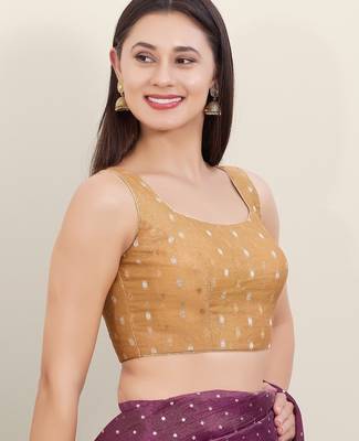 Women's tissue padded back open sleeveless saree blouse 3