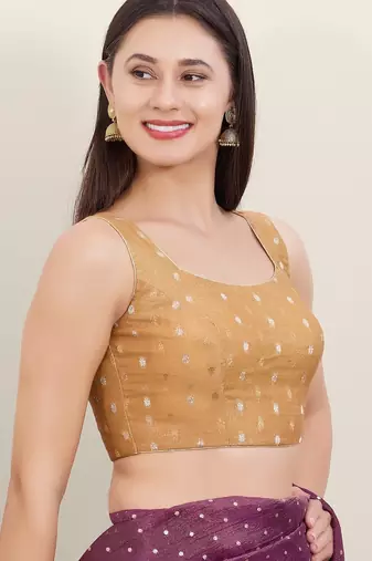 Women's tissue padded back open sleeveless saree blouse