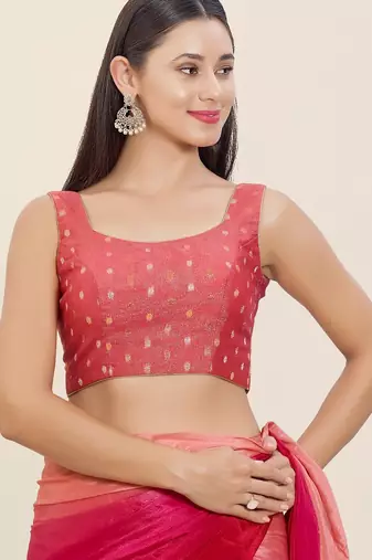 Women's tissue padded back open sleeveless saree blouse