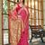 baby pink patola silk blend saree for women with zari border & blouse
