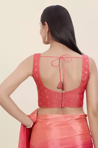 Women's tissue padded back open sleeveless saree blouse
