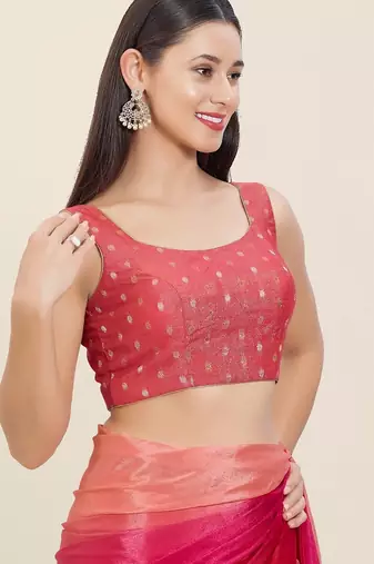 Women's tissue padded back open sleeveless saree blouse