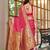 baby pink patola silk blend saree for women with zari border & blouse