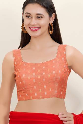 Women's tissue padded back open sleeveless saree blouse