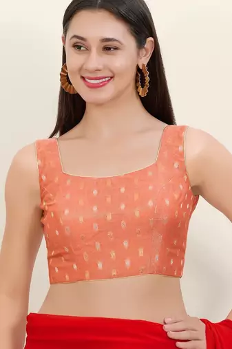 Women's tissue padded back open sleeveless saree blouse