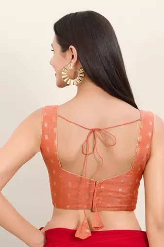 Women's tissue padded back open sleeveless saree blouse
