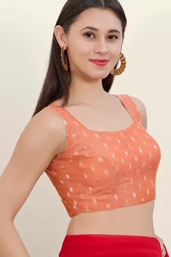 Women's tissue padded back open sleeveless saree blouse