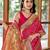 baby pink patola silk blend saree for women with zari border & blouse
