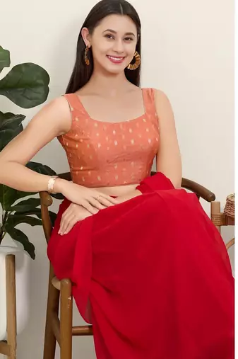 Women's tissue padded back open sleeveless saree blouse