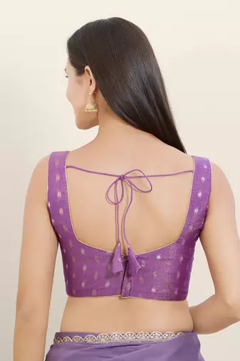 Women's tissue padded back open sleeveless saree blouse