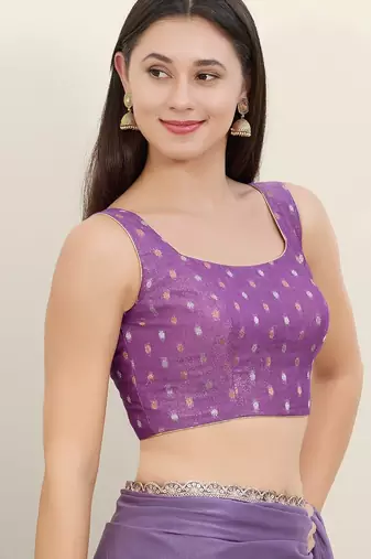 Women's tissue padded back open sleeveless saree blouse