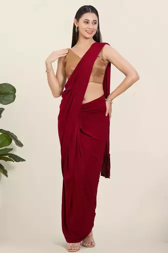 Women's brocade padded back open sleeveless saree blouse