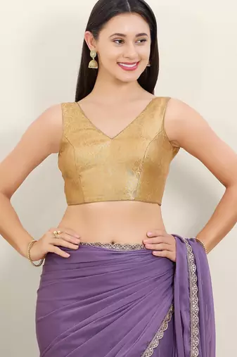 Women's brocade padded back open sleeveless saree blouse