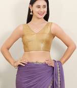 Women's brocade padded back open sleeveless saree blouse