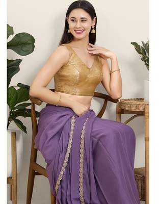 Women's brocade padded back open sleeveless saree blouse 4