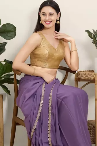 Women's brocade padded back open sleeveless saree blouse