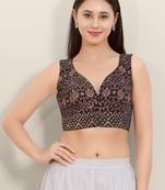 Women's cotton padded front open sleeveless saree blouse