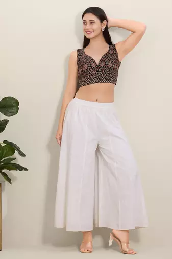 Women's cotton padded front open sleeveless saree blouse
