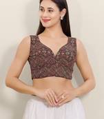Women's cotton padded front open sleeveless saree blouse