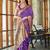 women's purple patola silk blend saree with zari border & blouse piece