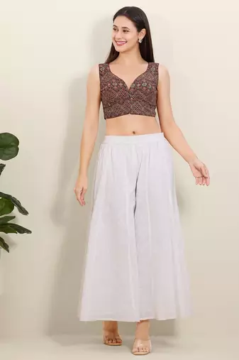 Women's cotton padded front open sleeveless saree blouse