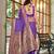 women's purple patola silk blend saree with zari border & blouse piece