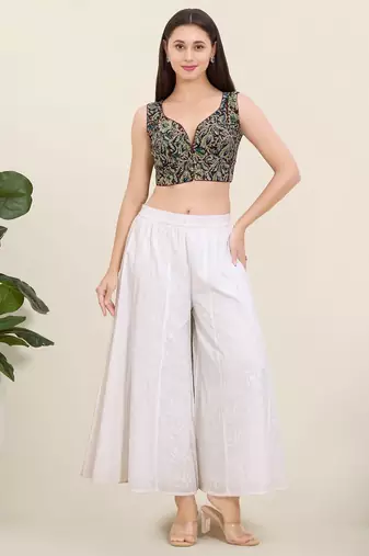 Women's cotton padded front open sleeveless saree blouse