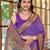 women's purple patola silk blend saree with zari border & blouse piece